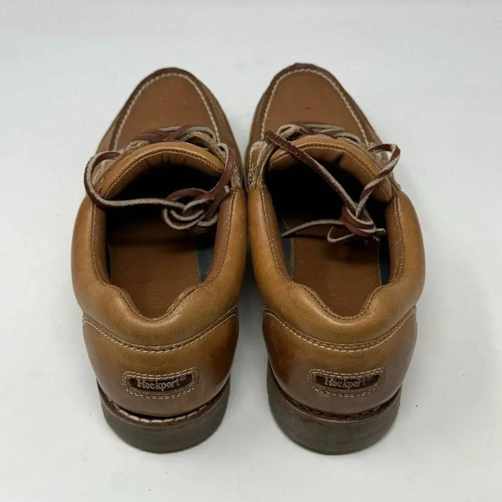 Rockport Lug Sole Moc Toe Shoes Mens 9 M Brown Leather Casual Boat Lace Up